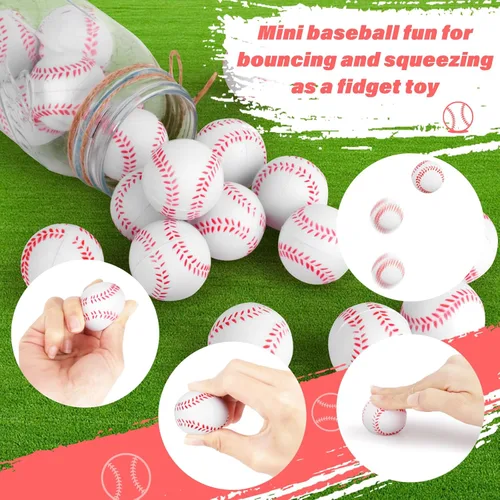 Miniatura 3 de Mini pelotas de béisbol para el estrés, paquete de 20 unidades, mini espuma de béisbol, juguete ansioso, juguete deportivo para niños, escuela