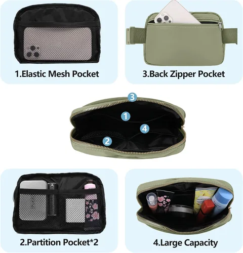 Miniatura 31 de Riñonera cruzada para mujeres y hombres, bolsa para cinturón para senderismo con correa ajustable, riñonera para correr, entrenamiento, deportes