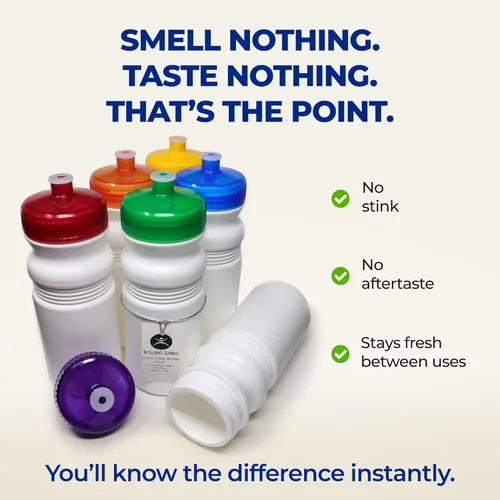 Miniatura 3 de Rolling Sands Botellas de Agua Deportivas de 20 Onzas Fabricadas en Estados Unidos - Paquete de 6 Botellas Deportivas en Blanco sin BPA para Equipos