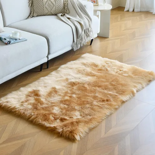 Miniatura 27 de duduta - Alfombra de pelo de oveja sintética verde esmeralda de 2 x 3 pies, alfombra esponjosa lavable para cabecera de cama pequeña, dormitorio