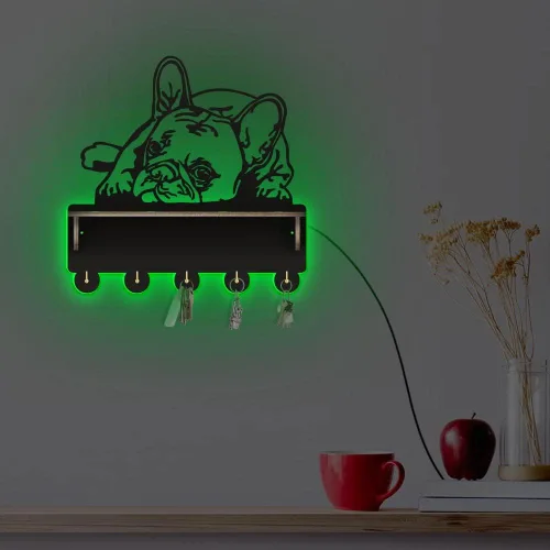 Miniatura 7 de The Geeky Days Soporte luminoso para medallas de Bulldog Francés, colgador de trofeos con estante de exhibición, letrero de luz de neón que brilla