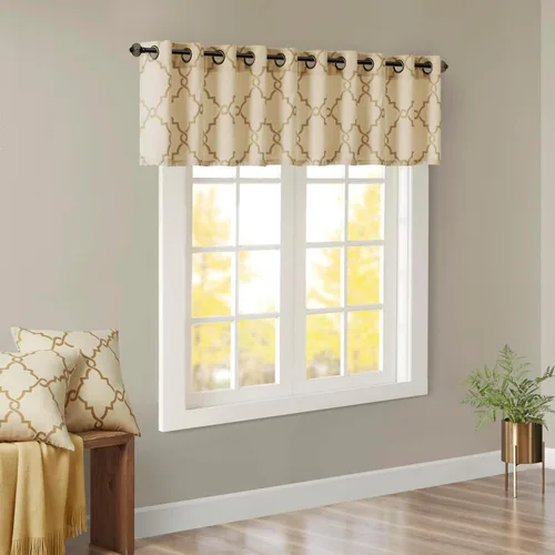 Miniatura 5 de Madison Park Saratoga cenefa con ojales para ventana con estampado de calado filtrante de luz, para sala de estar, dormitorio y cocina, 50 x 18