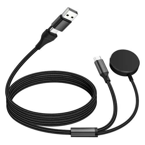 cugunu Cable de carga portátil múltiple USB A/C a Galaxy Watch/USB C, cable de carga inalámbrico magnético para automóvil 2 en 2, compatible con