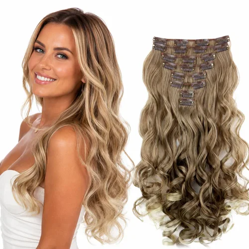 Miniatura 21 de PRETTYSHOP XXL Full Head Set 8 PCs 20 pulgadas Clip en extensiones de pelo Hairpiece Wavy Heat-Resisting, CES1-1_1, 1