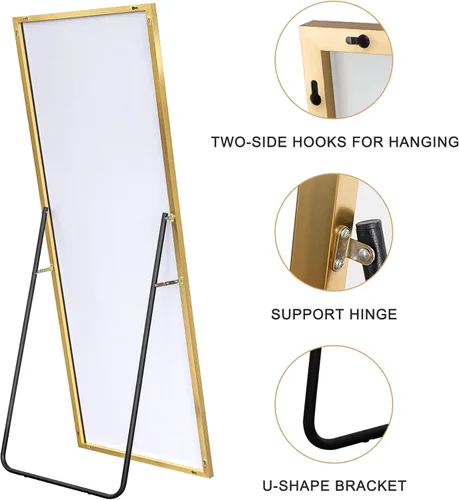 Miniatura 3 de Natsukage - Espejo de cuerpo completo para colgar en la pared o apoyarse contra la pared, espejo de tocador con marco de aleación de aluminio