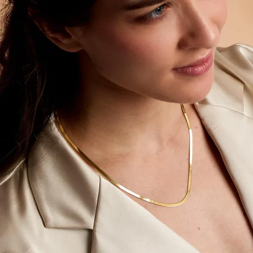 Miniatura 6 de Pure Collection by Ross-Simons 3mm 14kt Yellow Gold Herringbone Necklace