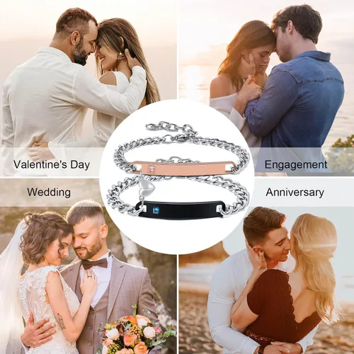 Miniatura 4 de MEALGUET Pulsera personalizada para pareja, juego de pulseras personalizadas para parejas, pulsera de atracción mutua, nombre personalizado, pulsera