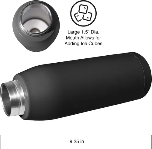 Miniatura 3 de OGGI Freestyle - Botella de agua aislada de acero inoxidable, doble pared aislada al vacío, termo de viaje, 23 onzas (23.0 fl oz), color negro