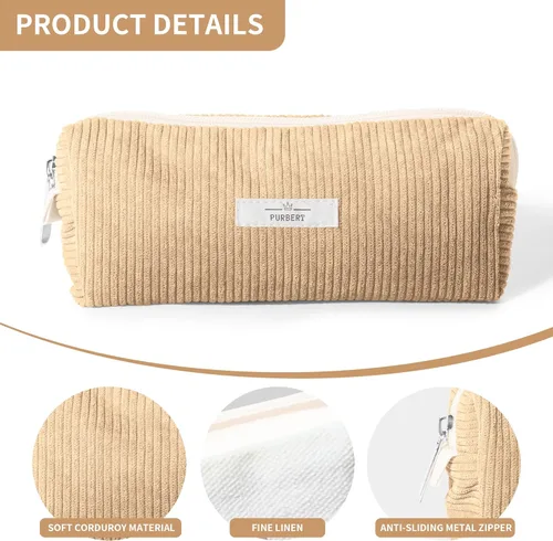 Miniatura 4 de Bolsa para Lápices Estuche para Bolígrafos, Organizador Pequeño de Pana Suave para Lápices con Cremallera, Lindo Estuche para Lápices Artículos