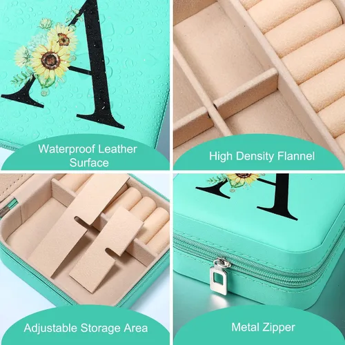 Miniatura 4 de Joyero de viaje para niñas y mujeres, caja de joyería con inicial W para niñas, joyero pequeño de viaje, joyero de viaje, caja organizadora
