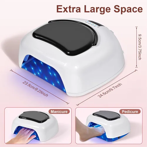 Miniatura 7 de Lámpara de uñas profesional recargable de 96 W UV LED, secadora de uñas inalámbrica con 4 ajustes de temporizador, sensor inteligente, base de metal