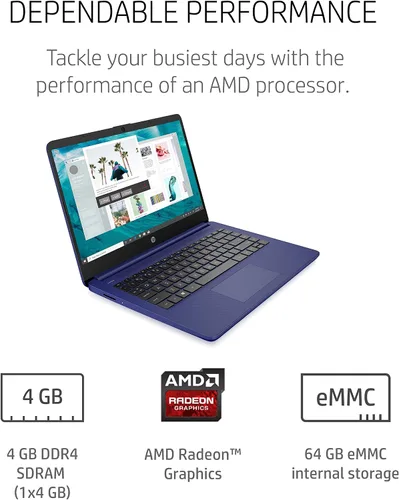 Miniatura 3 de HP Computadora portátil 14, AMD 3020e, 4 GB de RAM, 64 GB de almacenamiento eMMC, pantalla táctil HD de 14 pulgadas, Windows 10 Home en modo S