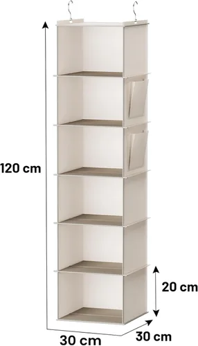 Miniatura 3 de YOUDENOVA - Organizador colgante para clóset con 6 estantes de almacenamiento con bolsillos laterales, beige