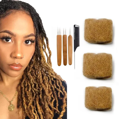Miniatura 2 de Tight Afro Kinky - Cabello 100% humano a granel para extensiones de draedlock, extensiones de reparación, rizos y trenzas, 3 paquetes/paquete
