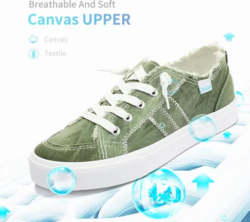 Miniatura 3 de Obtaom Play Tenis de lona para mujer, sin cordones, a la moda, blanco desgastado y estampado de leopardo