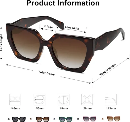 Miniatura 4 de SOJOS Retro Polarized Oversized Sunglasses Womens Big Square Vintage Designer Sunnies SJ2205