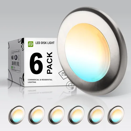 Miniatura 35 de ASD Paquete de 12 luces LED de disco de 6 pulgadas, 15 W 5000 K luz diurna 1300 LM CRI90+, luminaria empotrable regulable de techo, montaje en Blanco