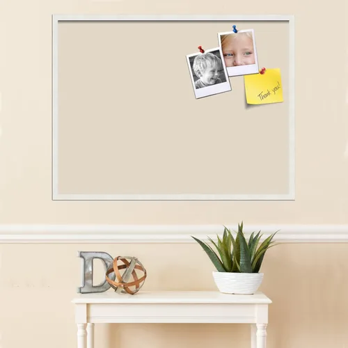 Miniatura 3 de PinPix Tablero de anuncios de corcho de 40 x 30 pulgadas. Este tablero decorativo enmarcado viene con diseño pastel del desierto y marco blanco