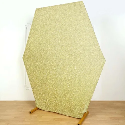 Miniatura 2 de Efavormart - Cubierta de fondo hexagonal de elastano de 2 lados color champán de 8 x 7 pies