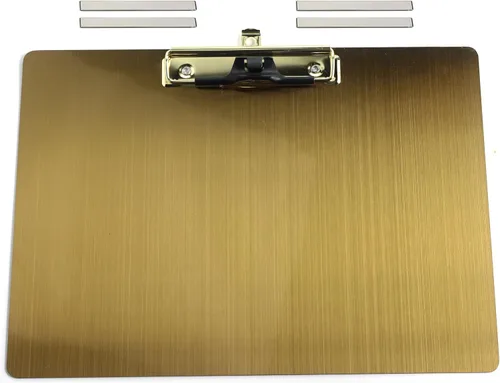 Miniatura 9 de Portapapeles magnéticos de acero inoxidable 4 x 6, portapapeles dorados pequeños tamaño A6, tablero de clip de metal con clip de perfil bajo