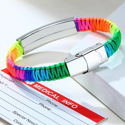 Miniatura 3 de Pulsera personalizada de identificación de alerta media color arco iris