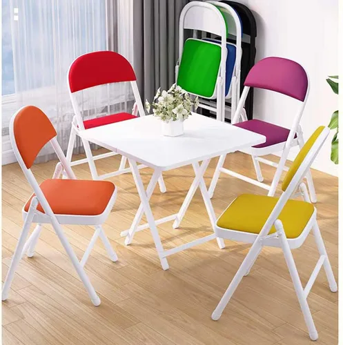 Miniatura 3 de Folding Chairs Silla de escritorio acolchada de poliuretano para muebles, silla de camping, silla de descanso plegable con marco de metal
