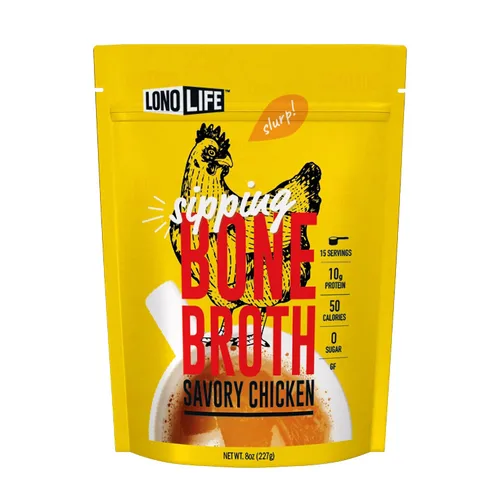 LonoLife - Caldo de huesos de pollo en polvo: 0.35 onzas de proteína, apto para dieta Keto, recipiente a granel de 8 onzas (15 porciones), el