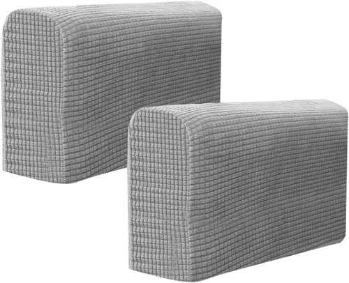 RCFINE 2 fundas antideslizantes para reposabrazos de sofá, fundas elásticas para sillón, protector elástico para el hogar, oficina, sillón Gris claro