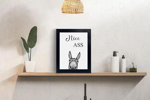 Miniatura 2 de Decoración de habitación de asno con estampados de animales, bonito cartel de citas de culo en el baño, decoración divertida para el baño, carteles