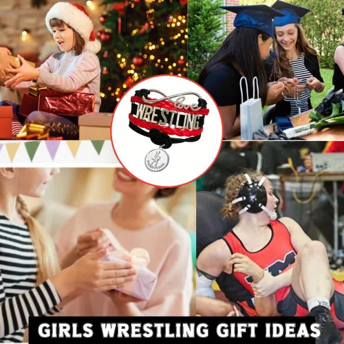 Miniatura 3 de Pulsera de encanto de lucha libre Sportybella - Joyería de lucha libre - Regalos personalizados deportivos para luchadores, equipos, mamás y Rojo
