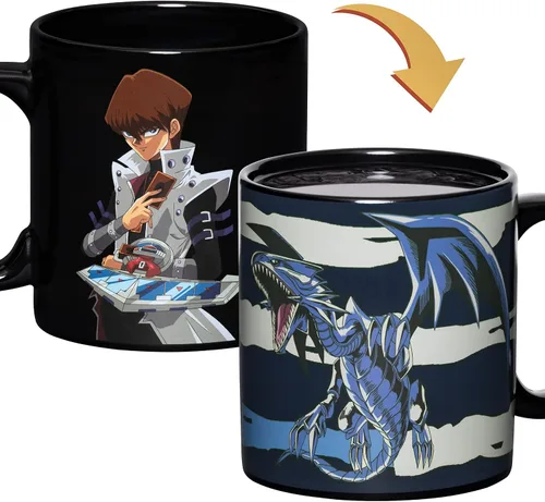 Miniatura 6 de Surreal Entertainment YU-GI-OH Kaiba y ojos azules monstruo dragón blanco cambio de calor taza de café de cerámica negro