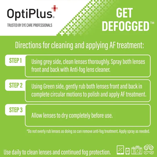 Miniatura 3 de OptiPlus Spray de limpieza de lentes antivaho y paño de microfibra doble, limpiador y desempañador sin rayas para lentes, pantallas de portátiles