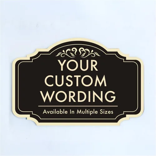 Letreros decorativos de metal personalizados, aluminio personalizado, letreros de entrada personalizados, impermeables, diseño 2 carbón negro de 10