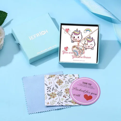 Miniatura 6 de IEFRICH Regalos de unicornios para niñas, collares chapados en oro rosa, collares de unicornio con corazón para mujeres y niñas, collares