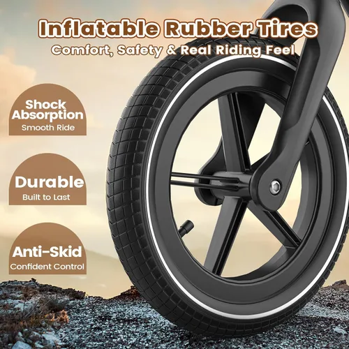 Miniatura 4 de Ridego Bicicleta de equilibrio de 14 pulgadas para niños de 3 a 6 años, bicicleta ligera para niños pequeños con neumáticos de goma de aire, asiento