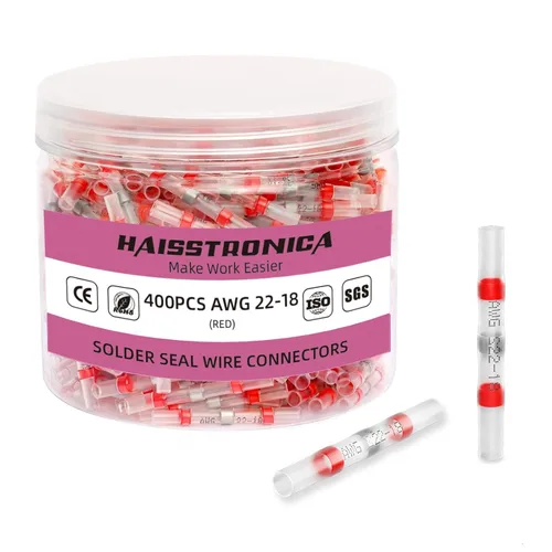 Miniatura 11 de haisstronica 100 conectores de alambre con sello de soldadura, conectores a tope resistentes al agua, termorretráctiles, terminales