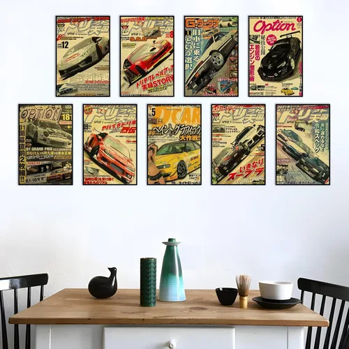 Miniatura 6 de JDM - Póster de pared para automóvil, diseño vintage japonés, retrofit de coches de carreras, imágenes para hombres, habitación de niños, Arte
