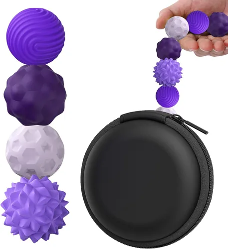 BUSOHA Bolas Fidget de Silicona - Paquete de 4 Juguetes Fidget para Adultos Juguetes Sensoriales Pelotas Antiestrés para Adultos Adolescentes Morado