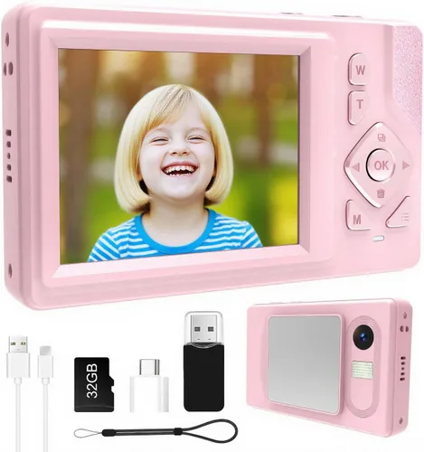 Miniatura 10 de Cámara digital para niños, adolescentes y principiantes – 48MP FHD 1080P, zoom digital 18X antivibración, LCD de 2.83 pulgadas + tarjeta de 32 GB