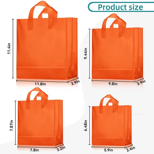 Miniatura 2 de Weewooday 100 bolsas de regalo de plástico esmerilado con asas para pequeñas empresas, bolsas de compras transparentes con parte inferior de cartón