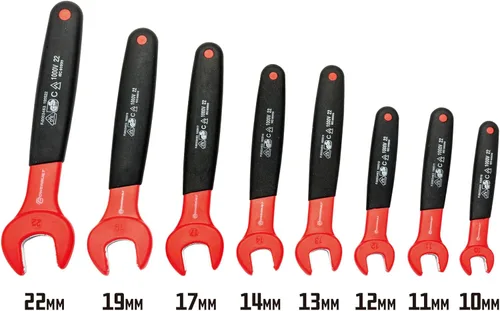 Miniatura 2 de Powerbuilt Juego de llaves VDE de 8 piezas con aislamiento de extremo abierto, clasificadas para 1000 V, tamaños de 0.394 in a 0.866 in, vehículos