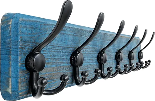 Miniatura 22 de Dseap Perchero de Pared Montado - 5 Ganchos Triangulares, Resistente, Perchero de Pared de Madera para Abriggos, Sombreros, Chaquetas, Ropa, Negro