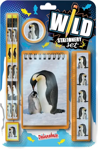 Miniatura 4 de Deluxebase Wild Stationery Set - Tigre blanco de animales de papelería con 2 lápices, borrador, sacapuntas, regla y lindo cuaderno. Suministros