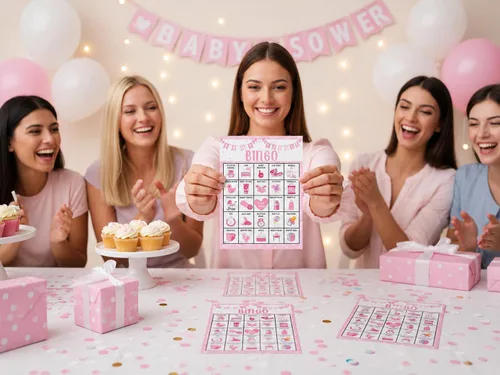 Miniatura 3 de Tarjetas de Bingo Rosas para Fiesta de Baby Shower, Juego de Bingo para Baby Shower, Juegos de Fiesta de Baby Shower para Adultos, Suministros