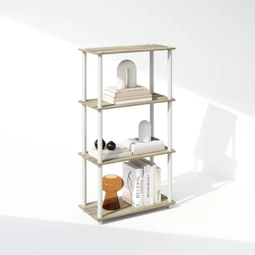 Miniatura 41 de Furinno Turn-N-Tube Estantes de almacenamiento, estante esquinero de 4 niveles, estante de exhibición de montaje sin herramientas, estantería