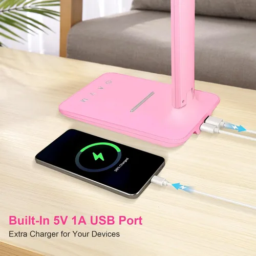 Miniatura 12 de Lámpara de escritorio LED White Crown, lámpara de mesa regulable, lámpara de lectura con puerto de carga USB, 5 modos de iluminación, control Negro