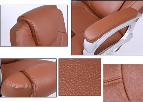 Miniatura 7 de Silla de escritorio de oficina con respaldo medio con acolchado de cuero y reposabrazos, silla ergonómica para juegos de computadora para uso Blanco