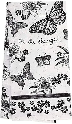 Miniatura 7 de Karma Gifts - Toalla de té bohemia en blanco y negro, algodón, elefante, 18 x 22 pulgadas