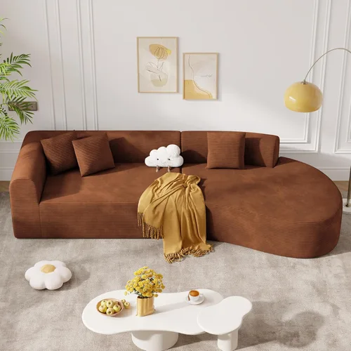 Miniatura 10 de Sofá modular modular de 126 pulgadas, moderno sofá curvado de nube con asiento profundo, sofás tapizados de gran tamaño para sala de estar, no Beige
