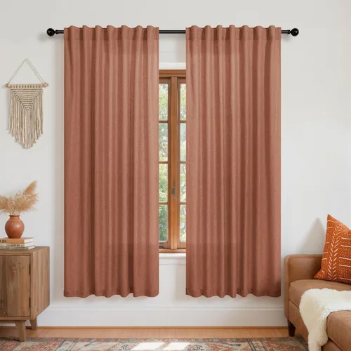 Miniatura 27 de KOUFALL Cortinas de lino azul marino de 84 pulgadas de largo, cortinas transparentes azul oscuro para sala de estar y dormitorio, medianoche
